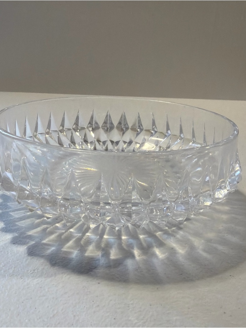 Indiana Glass Diamond Pattern Textured Clear Bowl 7” Round